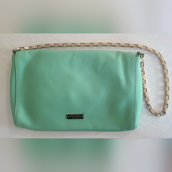 Kate Spade mint green purse with stud and bowties - Picture 6 of 8